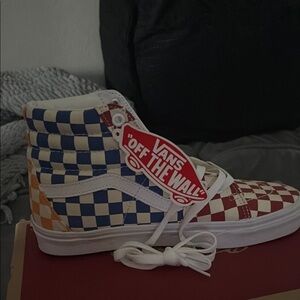 Vans Sk8-Hi Kids Sneakers - Red and Blue Checkerboard